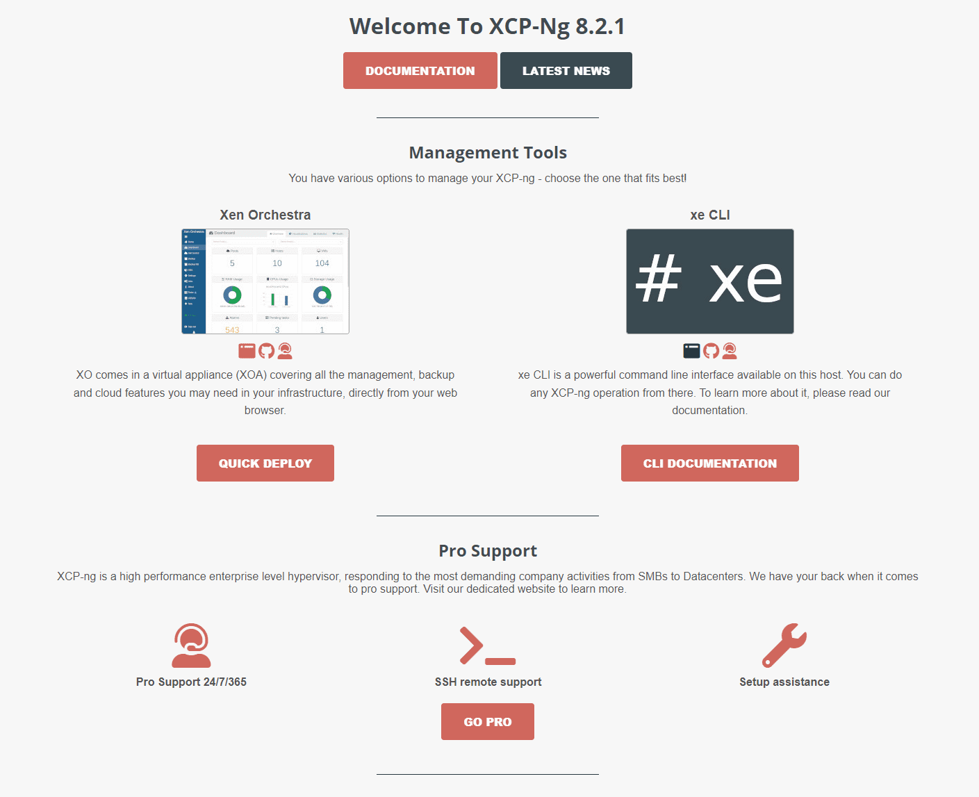 Browse out to the web interface of your xcp ng host