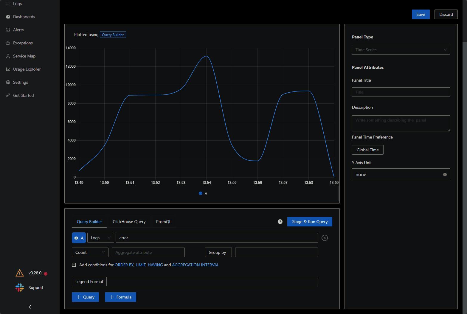 Building dashboards using the query builder