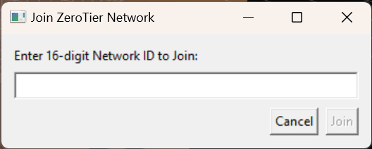 Enter the zerotier network id