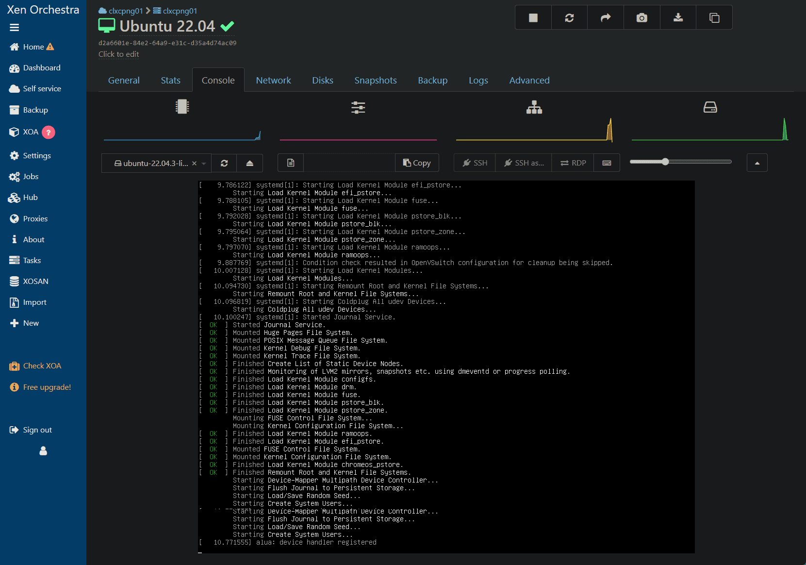 Loading ubuntu server in xcp ng