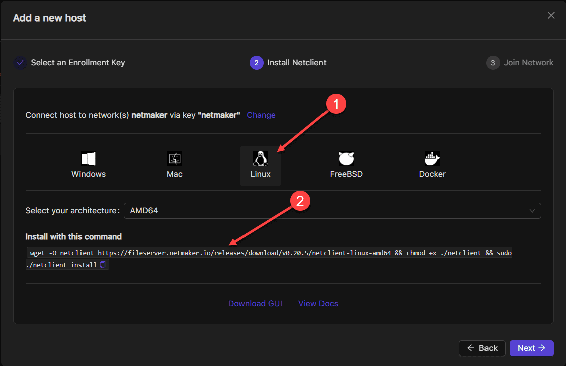 Onboarding a linux host