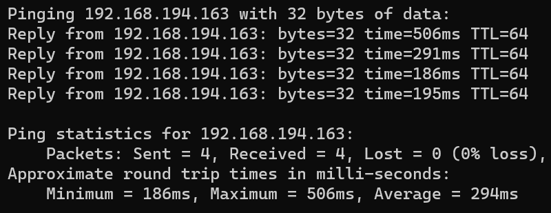 Pinging between connected devices