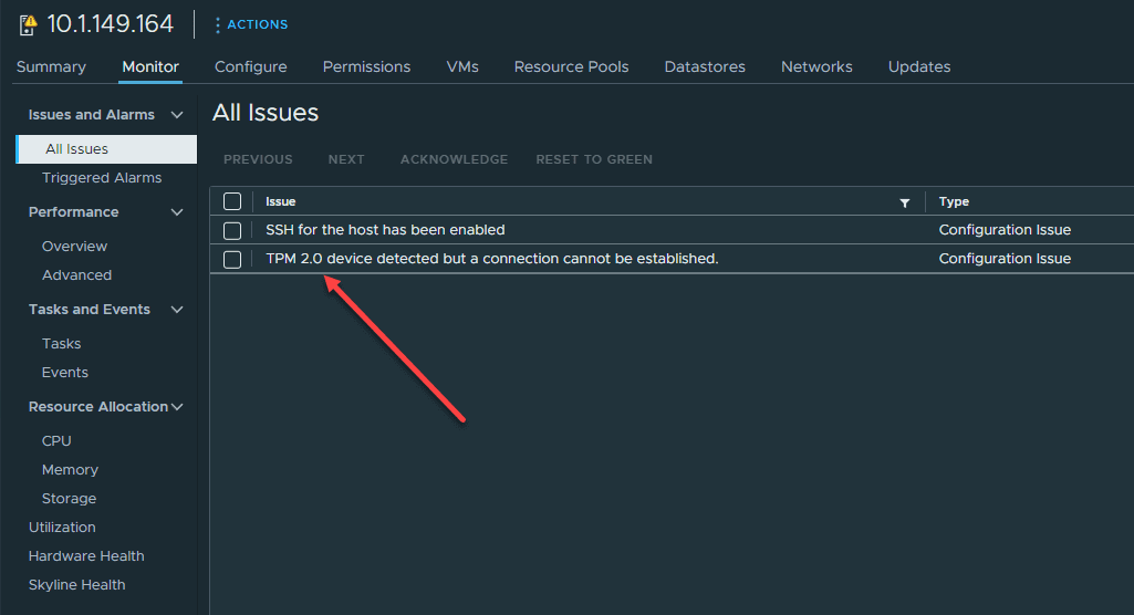 Tpm warning in esxi 8