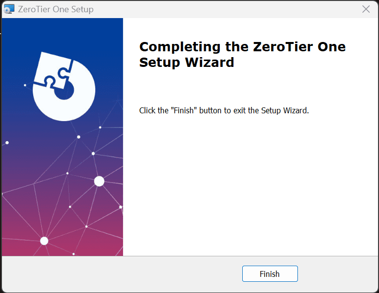 The zerotier client installation finishes successfully