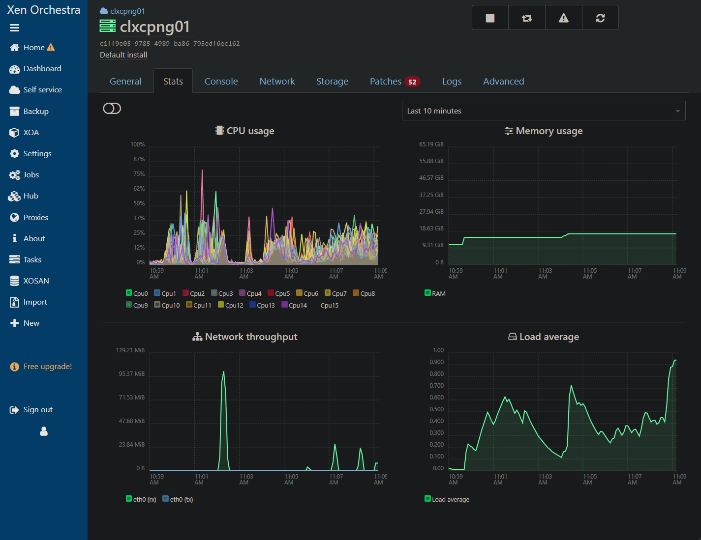 Viewing xcp ng host metrics in xen orchestra