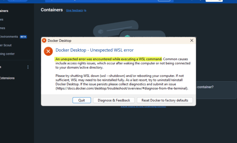 Docker desktop unexpected wsl error