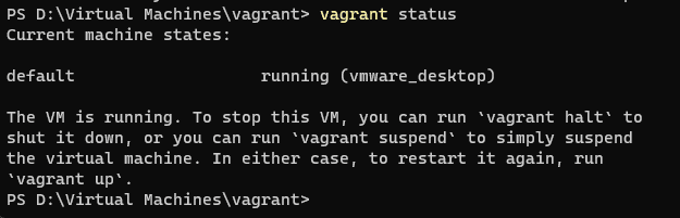 Checking the status of your vagrant vm