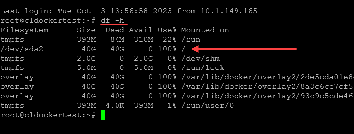 Disk full which needs docker overlay2 cleanup