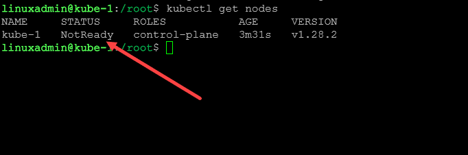 Running the kubectl get nodes commmand