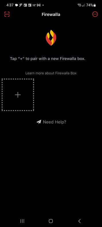 Beginning the process to pair your firewalla device in the mobile app