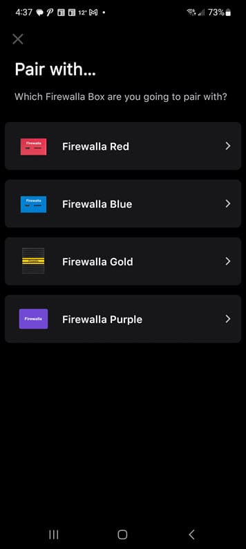 Choose your model for pairing in the firewalla app