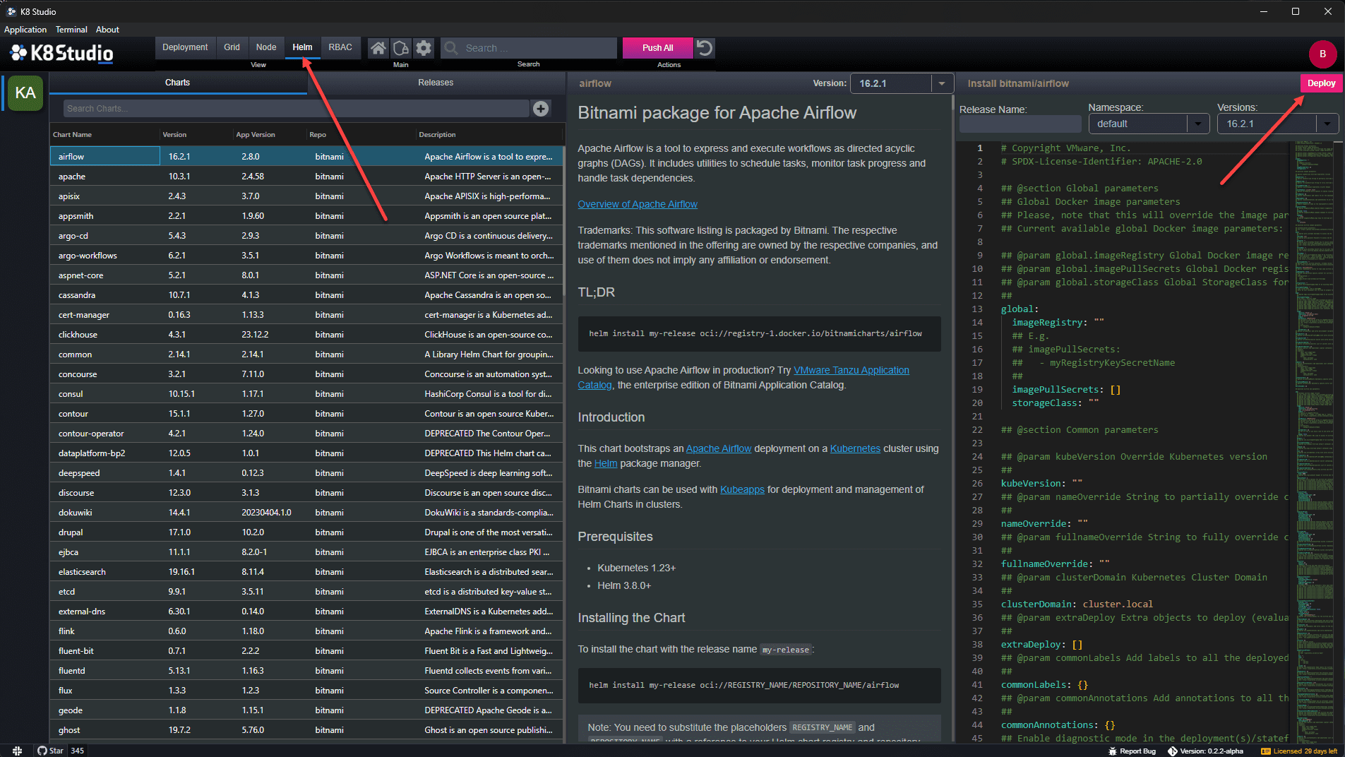 Deploying resources with helm