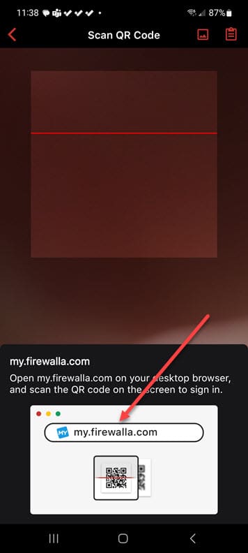 Scan the firewalla web barcode