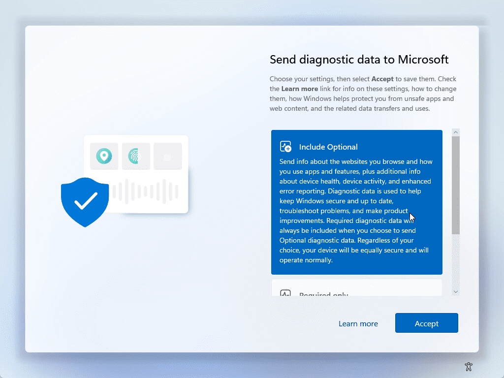 Send diagnostic data to microsoft