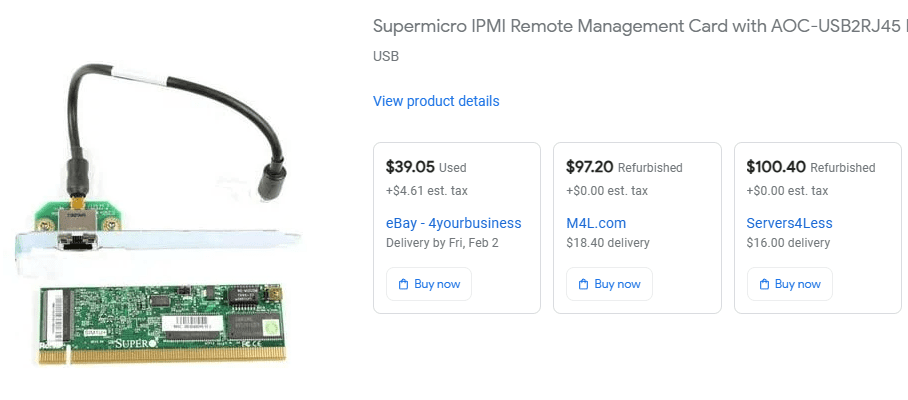 Supermicro ipmi management card