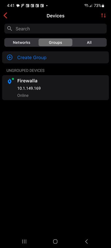 Viewing devices on the firewalla mobile app