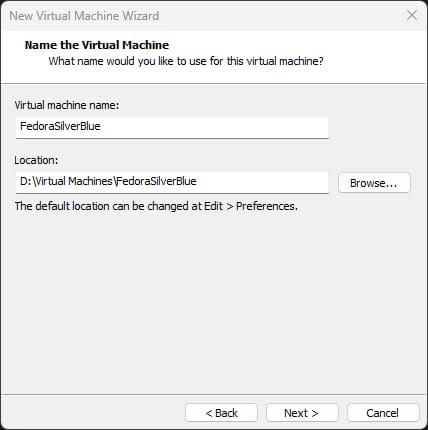 Naming and setting the location for fedora silverblue