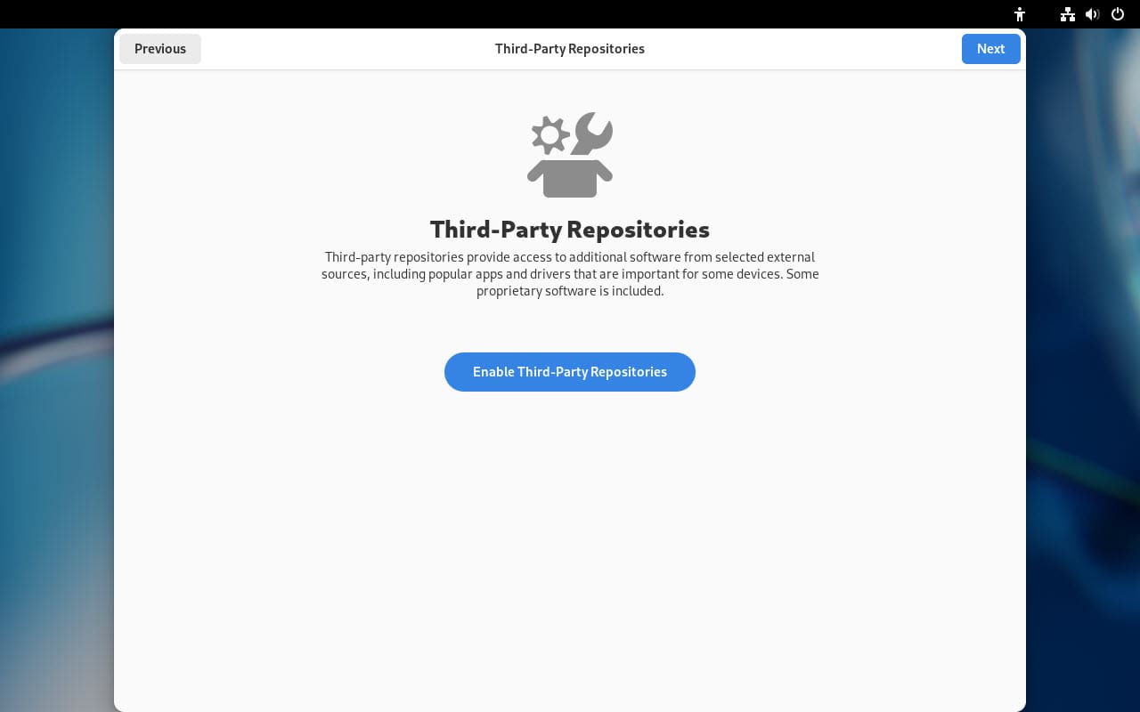 Third party repository settings for fedora silverblue