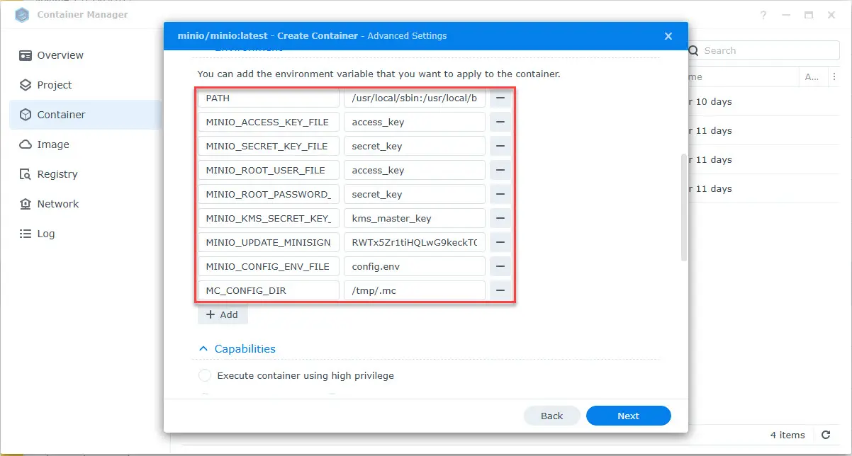 Delete out the default environment variables