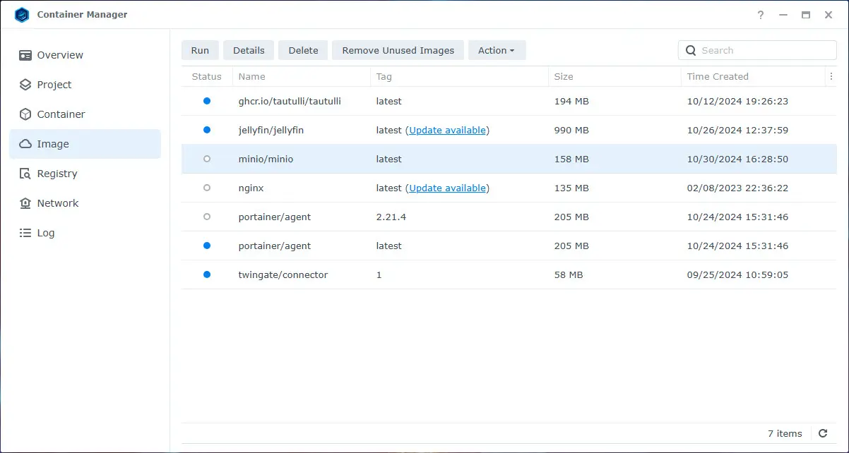 Minio container image downloaded and ready to create s3 compatible object storage