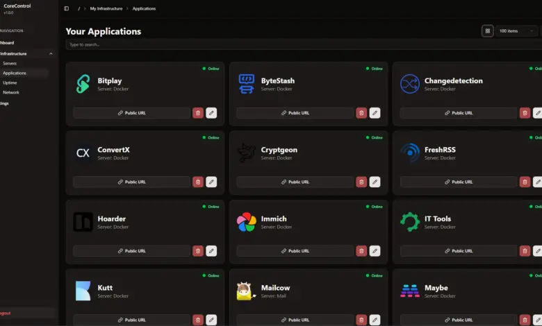 Applications screen