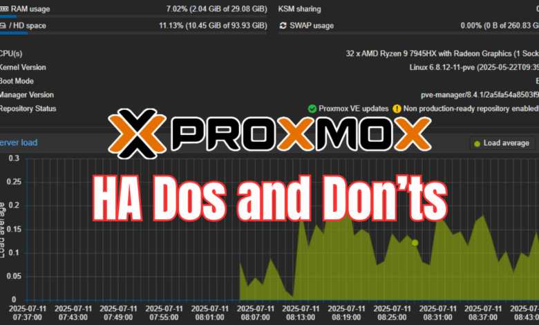 Proxmox ha dos and donts