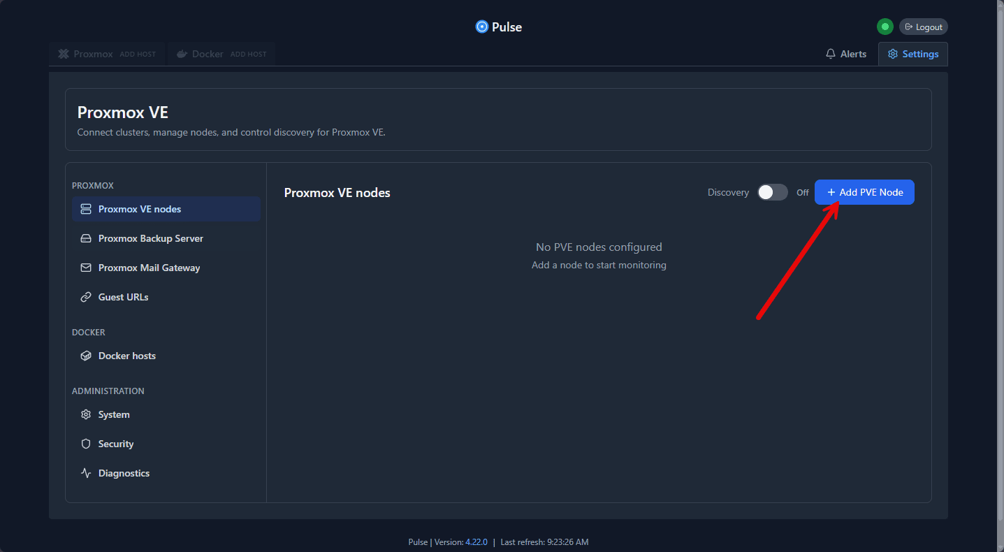 Adding a pve node