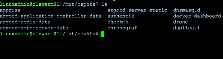Cephfs storage mounted on a docker host
