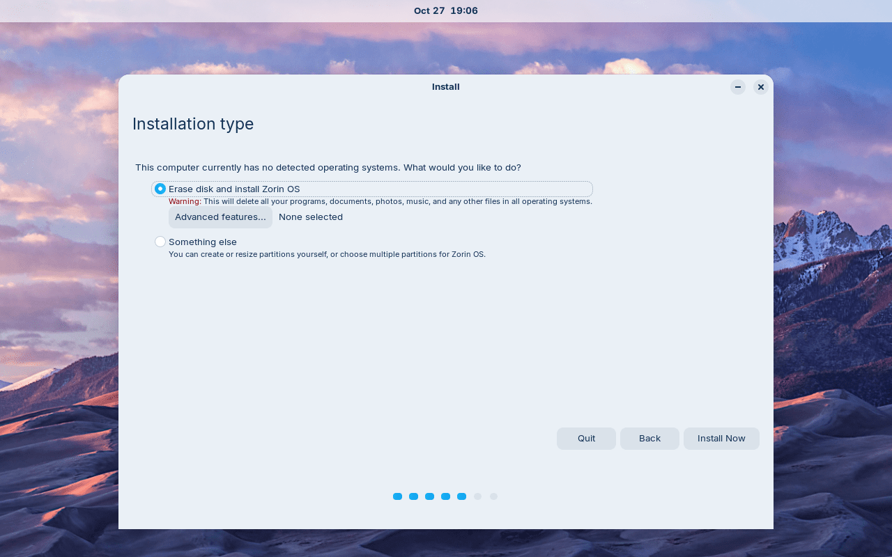 Choosing the installation type