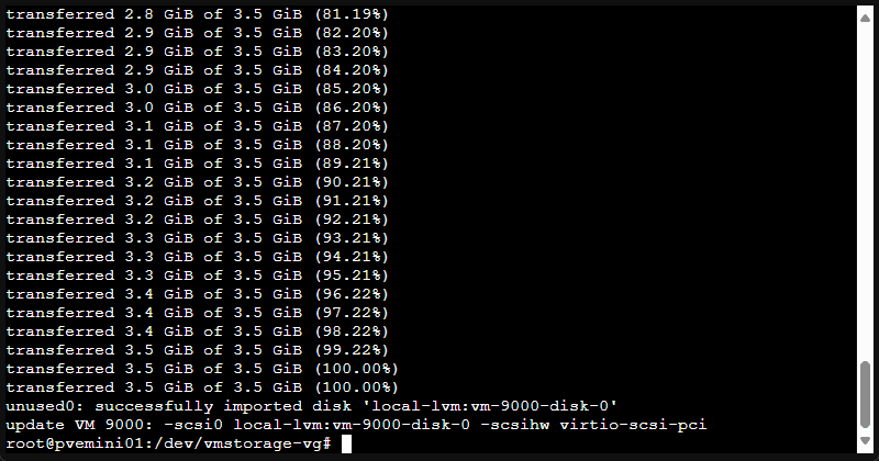 Cloud image import completes