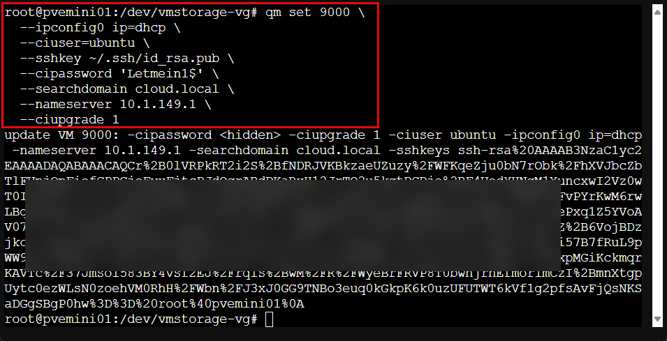 Configuring cloud init parameters in proxmox