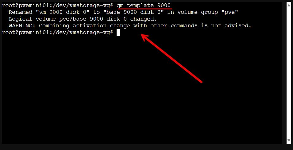 Converting the proxmox vm to a template