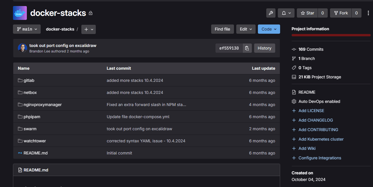 Gitlab docker stacks repository