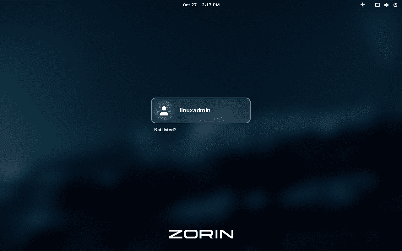 Logging into zorin os for the first time