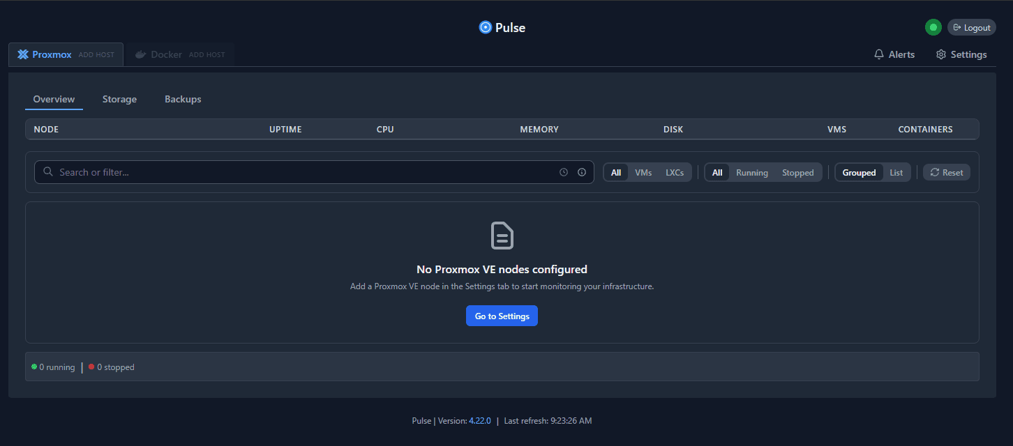 No proxmox nodes are added to pulse monitoring