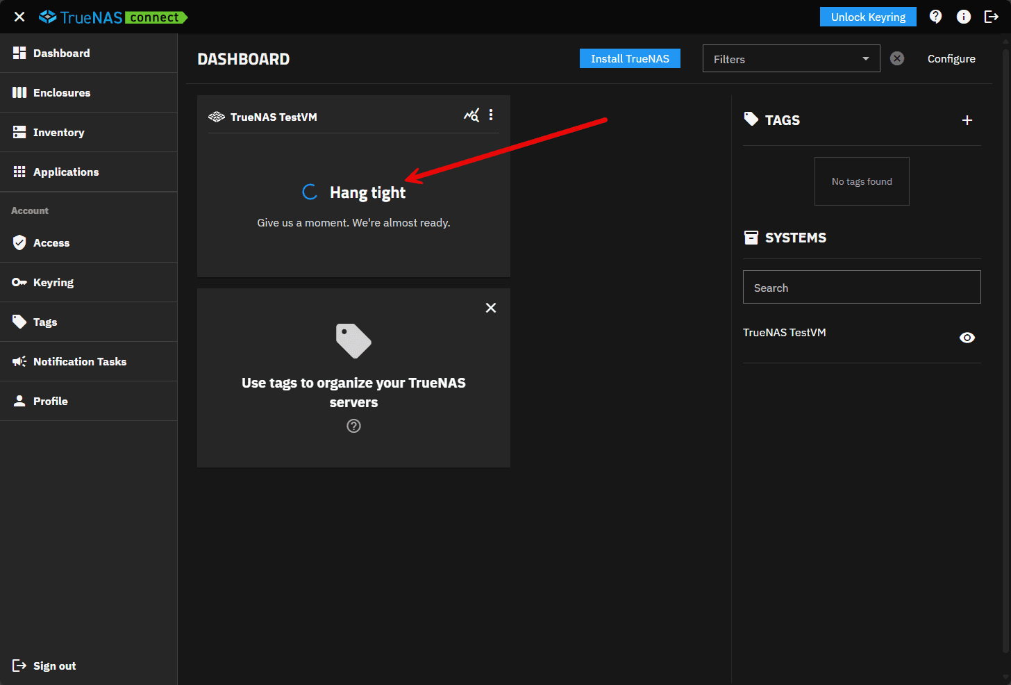 Onboarding the truenas 25.10 instance into truenas connect