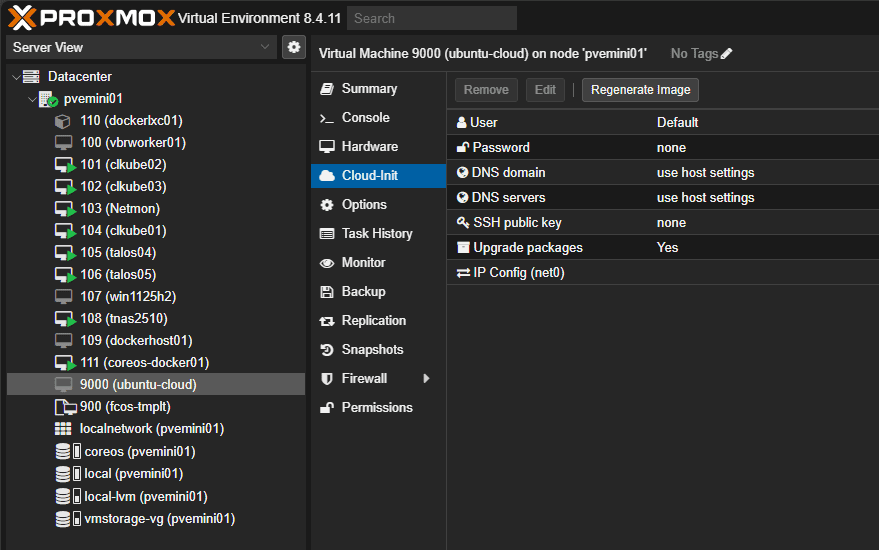 Proxmox cloud init settings