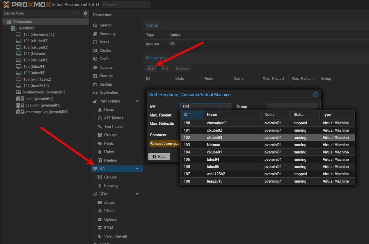 Proxmox high availability