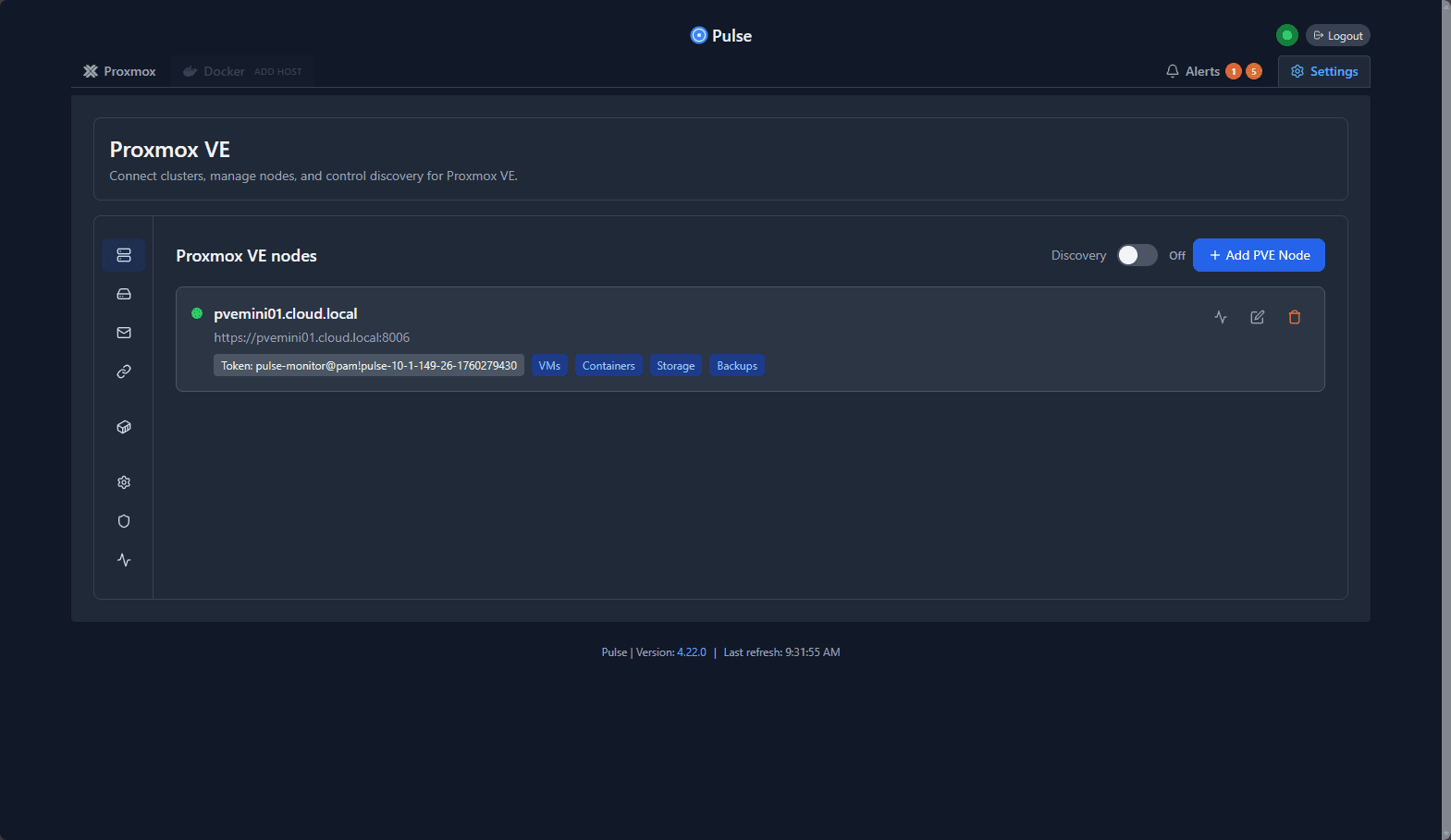 Proxmox node is successfully added to the environment