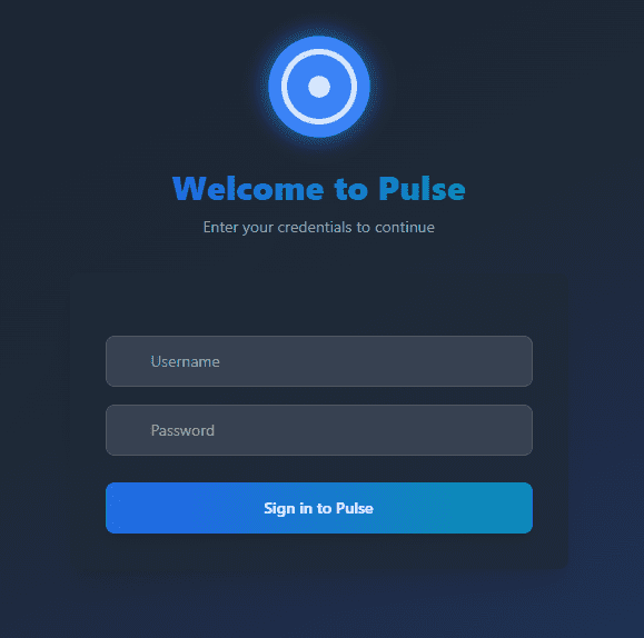 Pulse initial login box