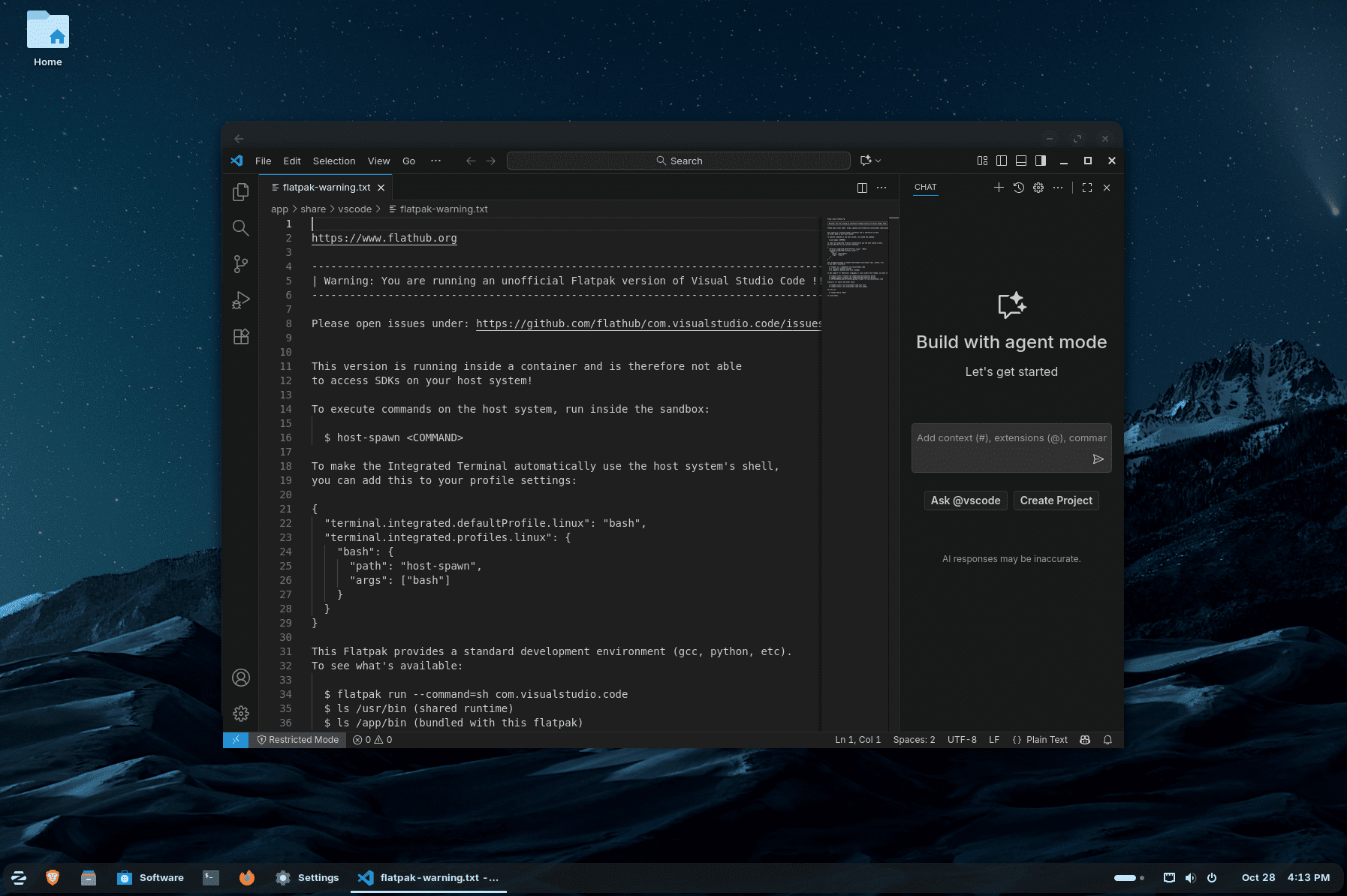 Running visual studio code in zorin os