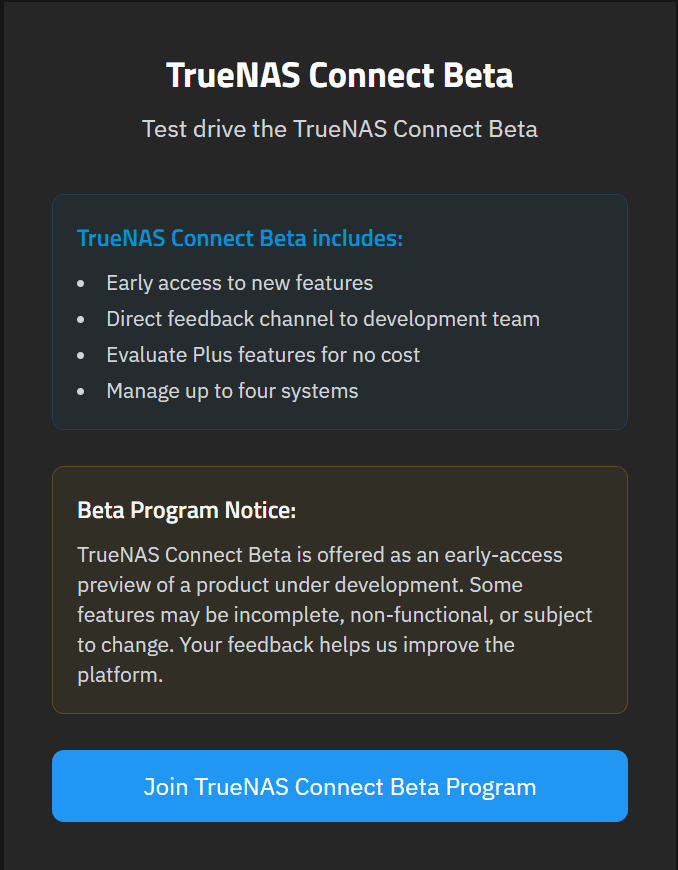 Truenas connect beta features
