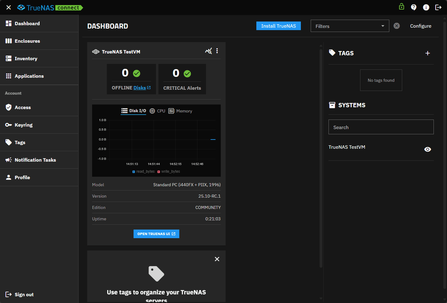 Truenas scale 25.10 instance added to truenas connect