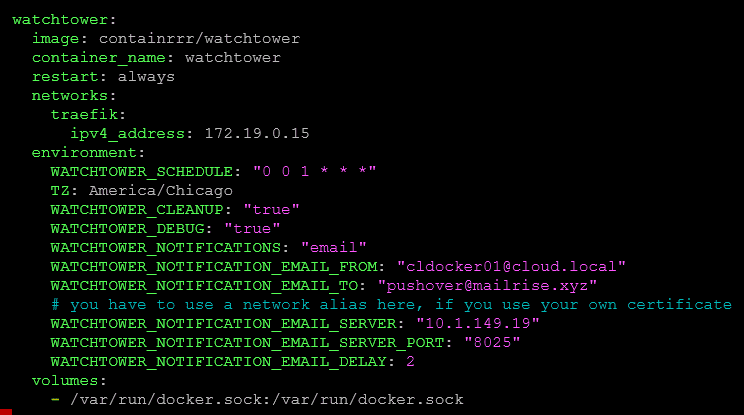Watchtower docker configuration