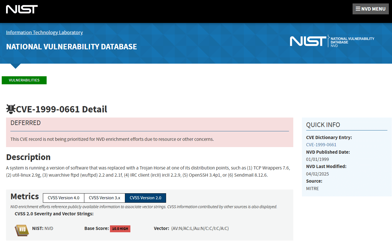 Nist cve detail screen