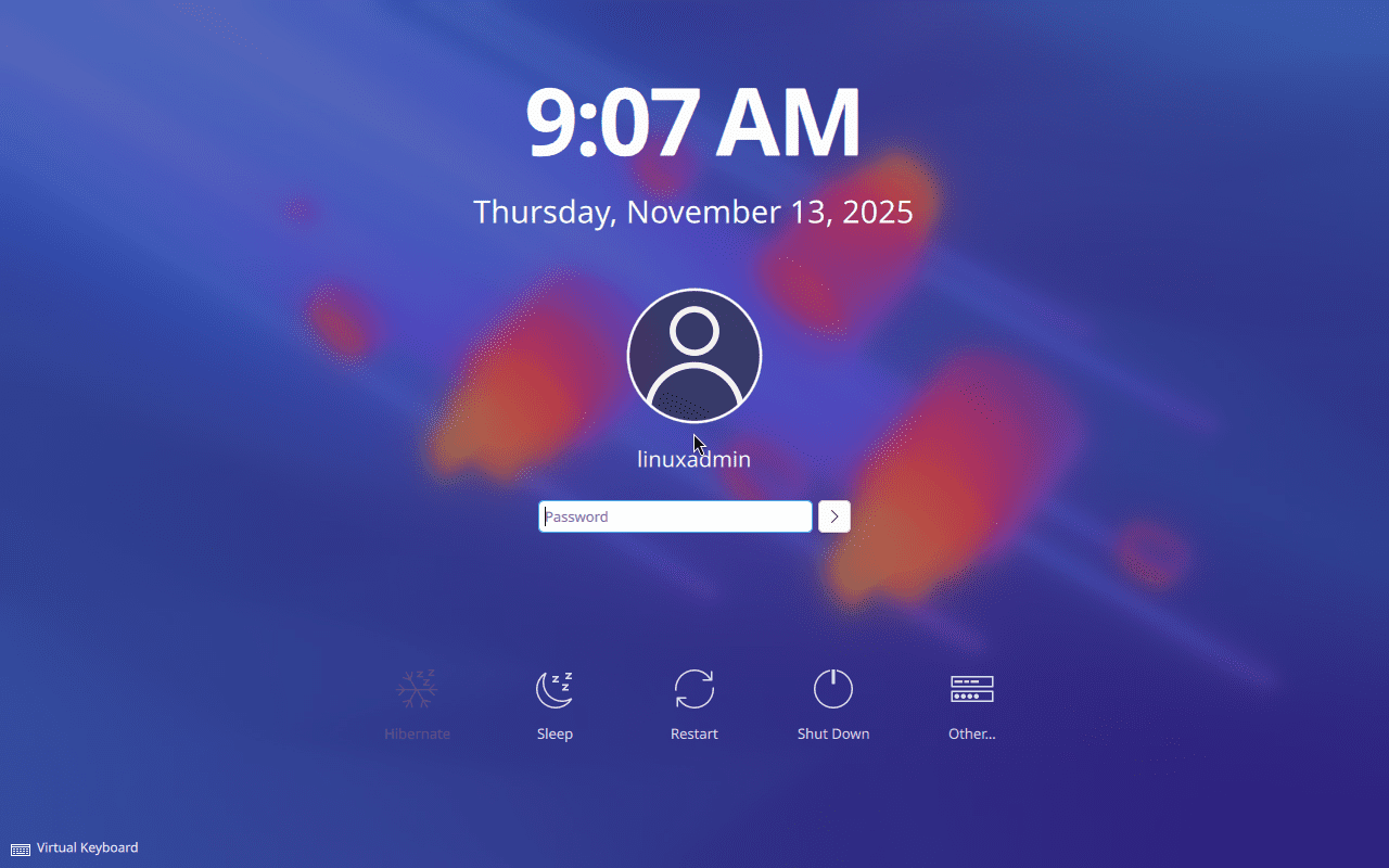 Booted to the login screen in cachy linux