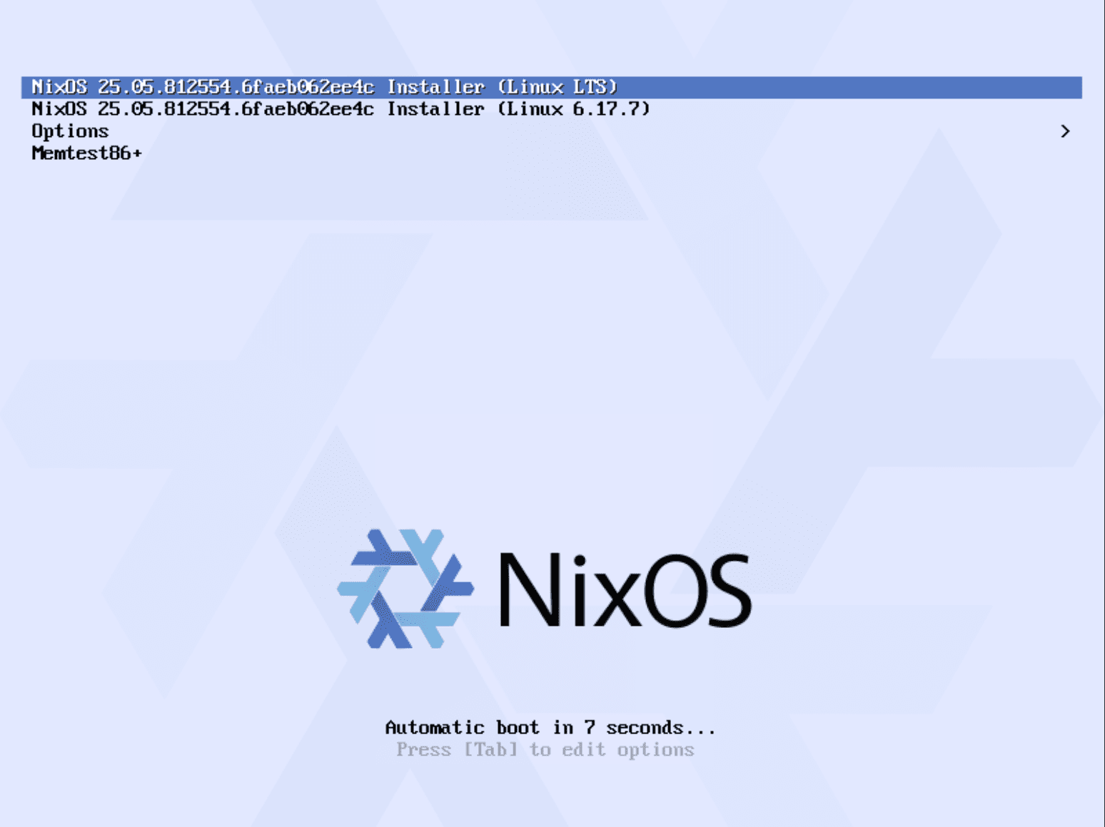 Booting nixos in proxmox for the first time