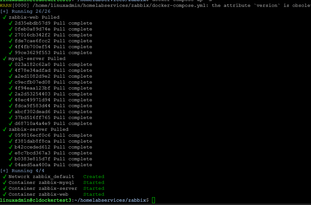 Bringing up the docker containers using the docker compose up d command