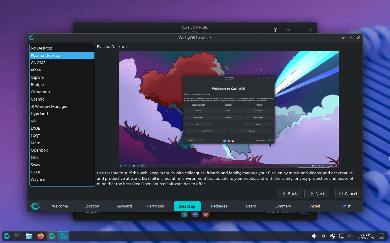 Choose the desktop to install