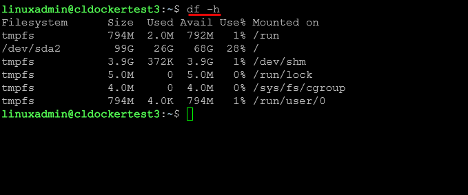 Df h command for diskspace troubleshooting in linux